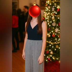 Teeze‎ Me Womens Black Striped Jumpsuit Juniors 5/6 NWT